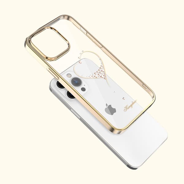 iPhone 14 Plus cover dekoreret med Wish Series guldkrystaller