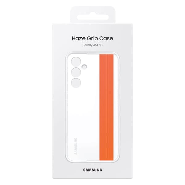 Samsung Galaxy A54 5G Haze Grip -kotelo hihnalla, valkoinen