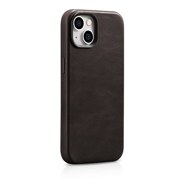 iPhone 14 magnetiskt läderfodral med MagSafe Oil Wax Premium Läderfodral mörkbrunt