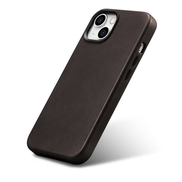 iPhone 14 magnetiskt läderfodral med MagSafe Oil Wax Premium Läderfodral mörkbrunt