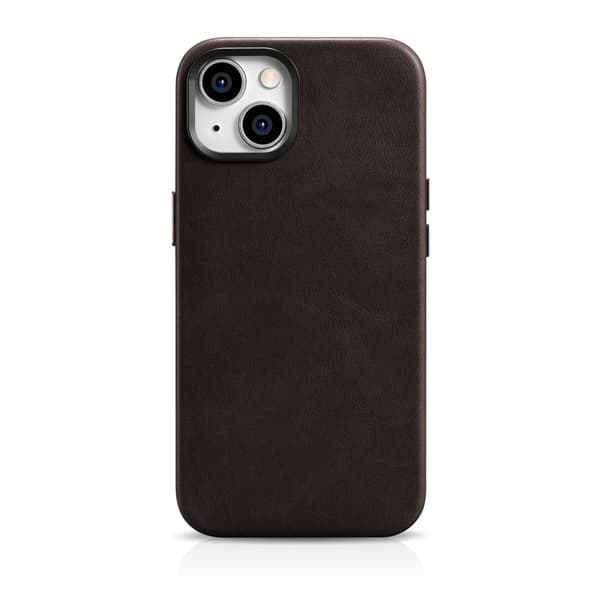 iPhone 14 magnetiskt läderfodral med MagSafe Oil Wax Premium Läderfodral mörkbrunt