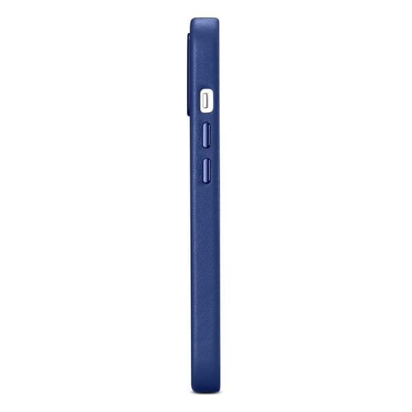 Naturligt læder etui til iPhone 14 MagSafe etui Læder blåt cover