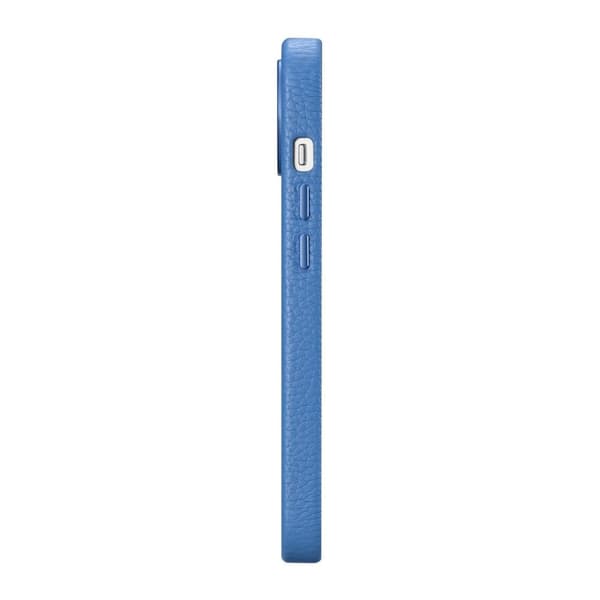 iPhone 14 magneettinen nahkakotelo MagSafe Litchi Premium -nahkakotelolla sinisellä