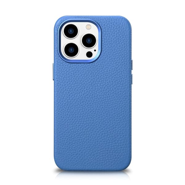 iPhone 14 Pro Max magneettinen nahkakotelo MagSafe Litchi Premium -nahkakotelolla sinisellä