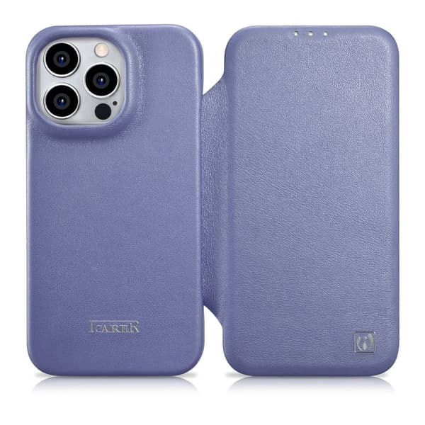 iPhone 14 Pro magnetisk flip cover MagSafe CE Premium Læder lys lilla