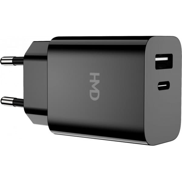 HMD Dual Port Væglader 30 W - netadapter, sort