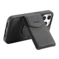 Miniatyrbilde 7 av 7: Kunstlærveske med magnetisk kortholder for iPhone 15 med avtakbart feste - Svart