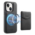 Miniatyrbilde 1 av 7: Kunstlærveske med magnetisk kortholder for iPhone 15 med avtakbart feste - Svart