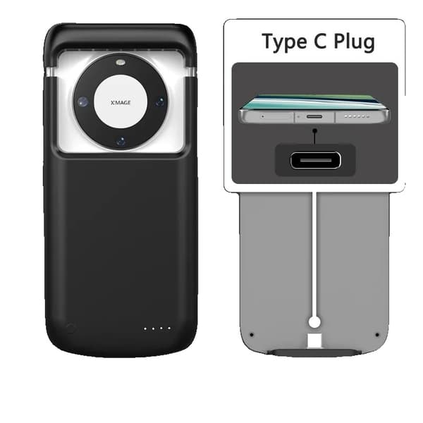 Universell Batteriladdare Fodral, 10000mAh Kapacitet, Typ C Snabbladdning,Typ C-kontakt - Svart
