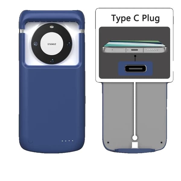 Universel Batteriopladeretui, 10000mAh Kapacitet, Type C Hurtigopladning,Type C stik - Sort Type C Plug - Blue
