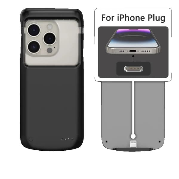 Universell Batteriladdare Fodral, 10000mAh Kapacitet, Typ C Snabbladdning,Typ C-kontakt - Svart