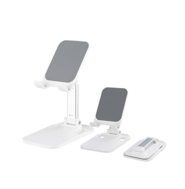 Teline, taitettava teline puhelimelle, tabletille 4-8'', pöydällä, valkoinen