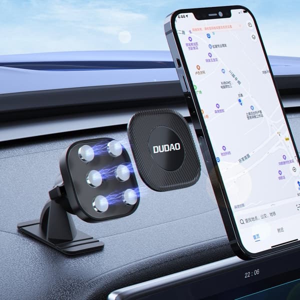 Itsekiinnittyvä magneettinen autopuhelinteline ohjaamoon, musta