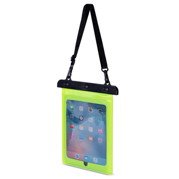 Vedenpitävä PVC-tablettikotelo säädettävällä ulkoiluhihnalla - vihreä