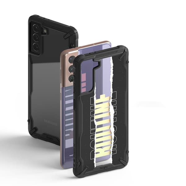 Galaxy S21+ 5G Fusion X Design Routine panssaroitu kotelo mustalla kehyksellä