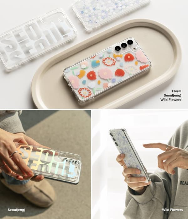 Pansret cover med gelramme Galaxy S22+ Fusion Design Floral transparent