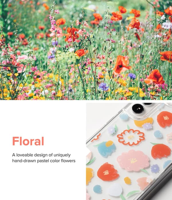 Pansret cover med gelramme Galaxy S22+ Fusion Design Floral transparent