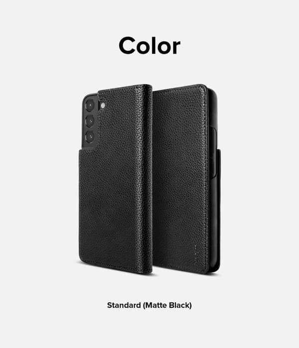 Läderfodral med flik för Galaxy S22+ Folio Signature svart