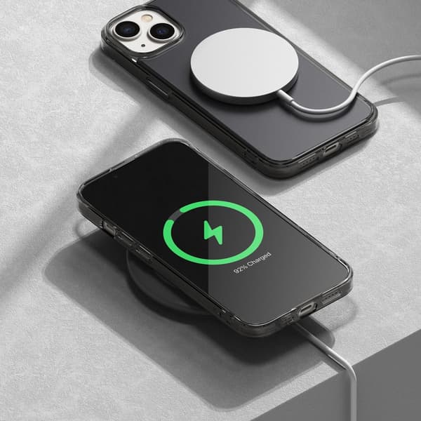 Suojakuori iPhone 14 Plus -puhelimelle geelikehyksellä Fusion Matte harmaa