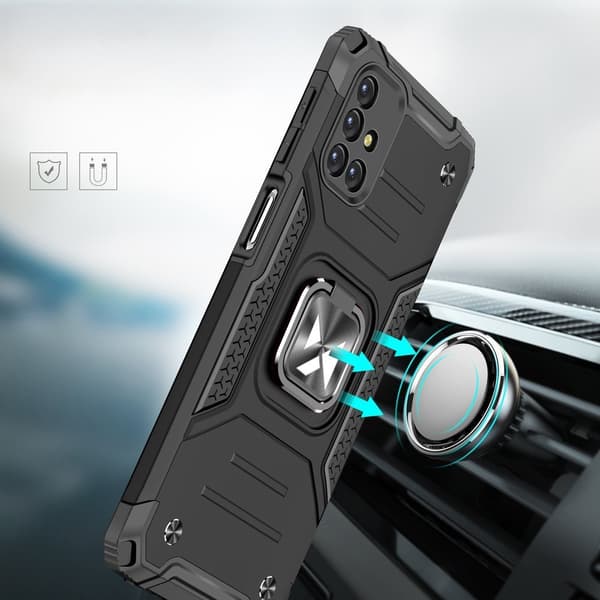 Pansarhybridfodral för Samsung Galaxy M31s + Ring Armor magnetisk hållare, silver