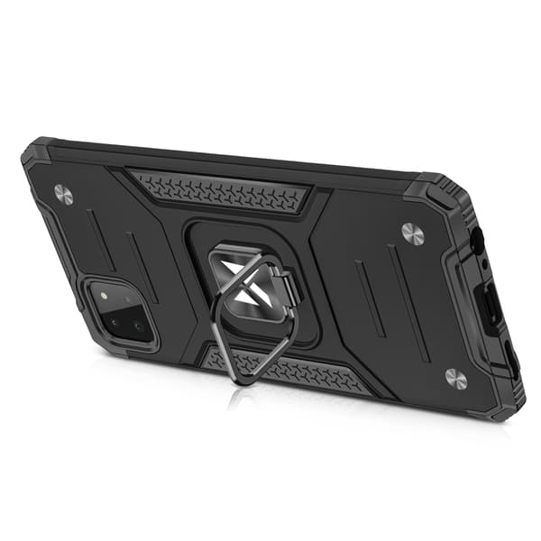 Pansret cover + magnetisk holder til Samsung Galaxy A22 4G Ring Armor sort