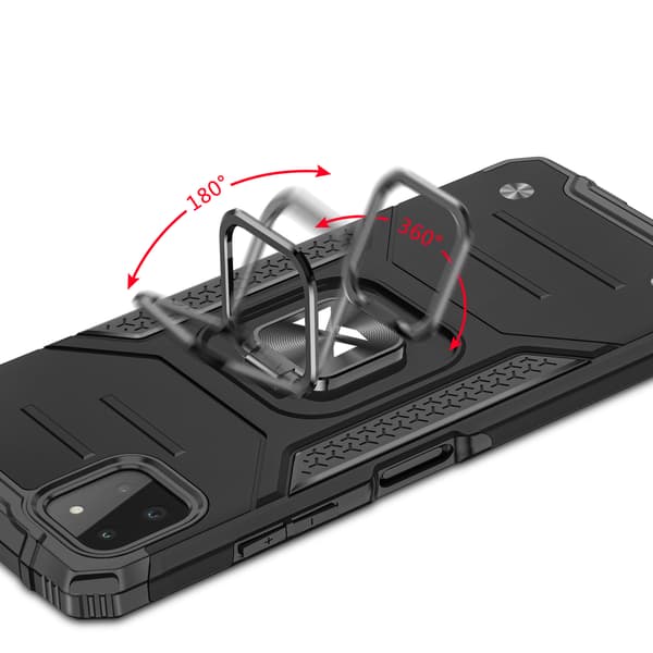 Pansret cover + magnetisk holder til Samsung Galaxy A22 4G Ring Armor sort