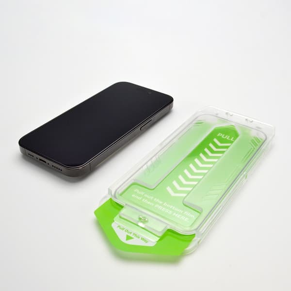 9H hærdet glas med monteringsramme til iPhone 14 Pro Premium Glas, sort