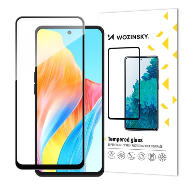 Slitstarkt helskärmshärdat glas med ram för Oppo A98 5G Full Glue svart