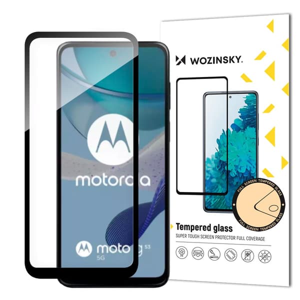 Holdbart hærdet glas til Motorola G53 til hele skærmen med en Full Glue ramme, sort