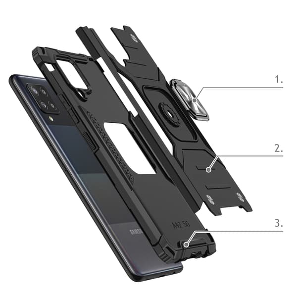 Panssarikotelon kansi + magneettipidike Samsung Galaxy A42 5G Ring Armor pinkille