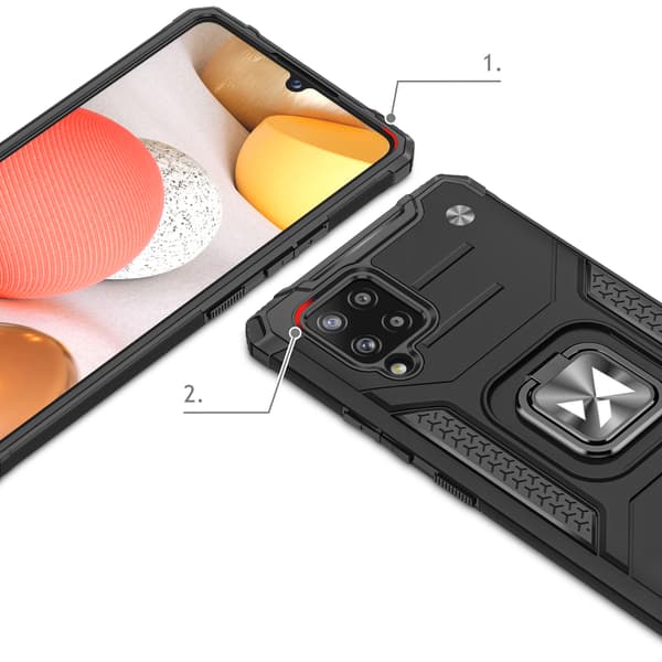 Pansret cover + magnetisk holder til Samsung Galaxy A42 5G Ring Panser rød