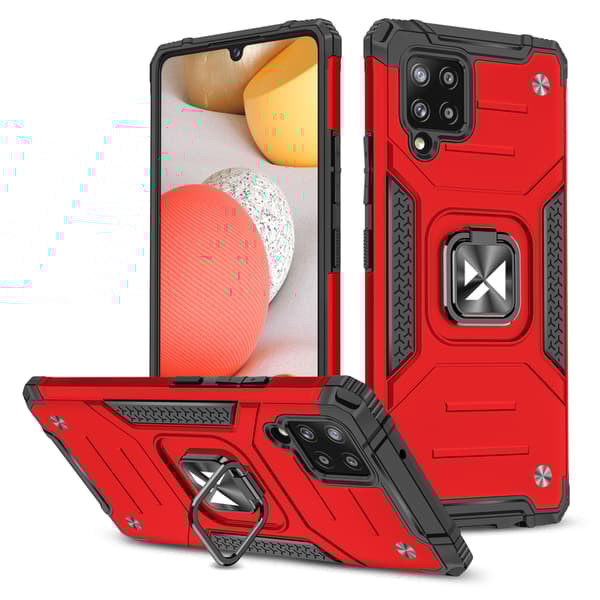 Pansret cover + magnetisk holder til Samsung Galaxy A42 5G Ring Panser rød
