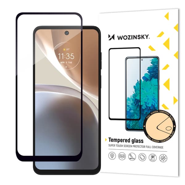 9H fuld skærm hærdet glas til Motorola Moto G32 med sort ramme fuld lim hærdet glas