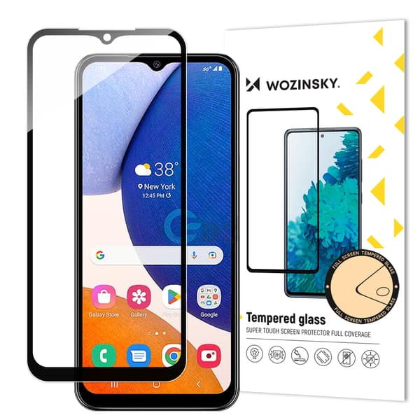 9H fuldskærms hærdet glas til Samsung Galaxy A14 5G / A14 med fuld lim sort ramme