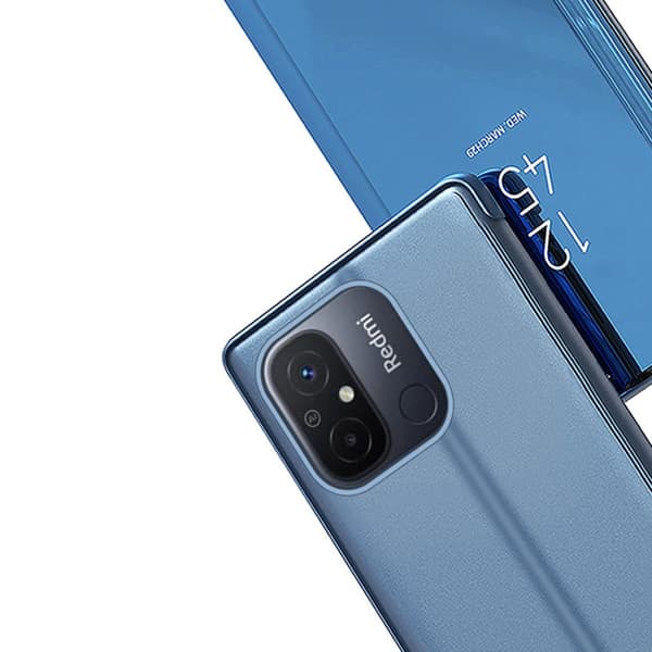Glossy Flip Fodral för Xiaomi Redmi 11A / Poco C55 / Redmi 12C Clear View Fodral Svart