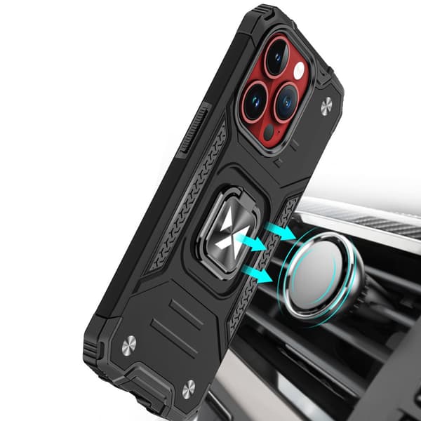 Pansret etui med fingerholder til iPhone 15 Pro Ring Armor, rosa guld