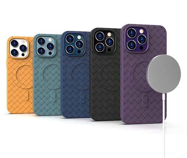 Flettet etui til iPhone 15 med MagSafe Woven Cover, lilla