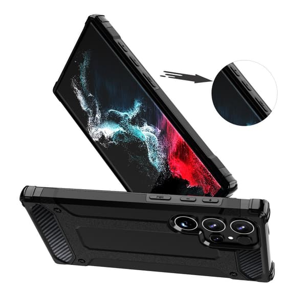 Forstærket pansret cover til Samsung Galaxy S24 Ultra Hybrid Armor, sort
