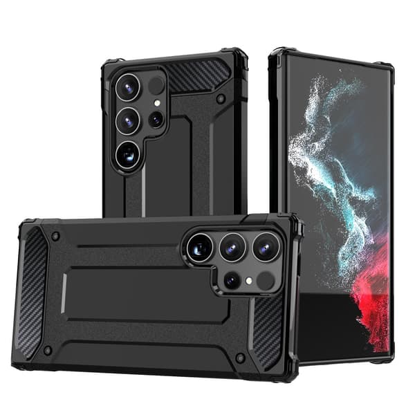Forstærket pansret cover til Samsung Galaxy S24 Ultra Hybrid Armor, sort