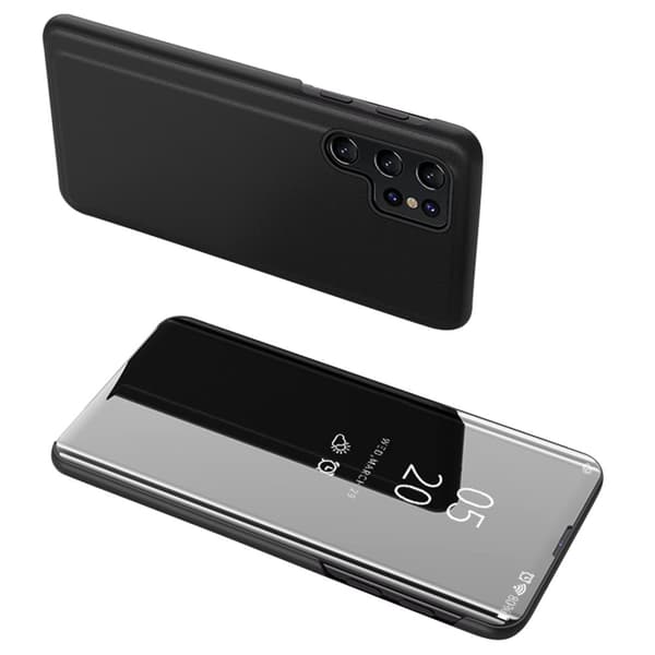 Skal till Samsung S24 Ultra med flik Clear View Fodral, svart