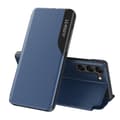 Miniatyrbild 1 av 2: Skal till Samsung S24 med flik och Eco Leather View Case blått stativ
