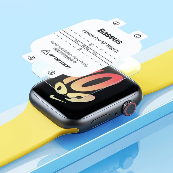 2x NanoCrystal skyddsfolie för Apple Watch 7/8/9 45mm + monteringssats, transparent