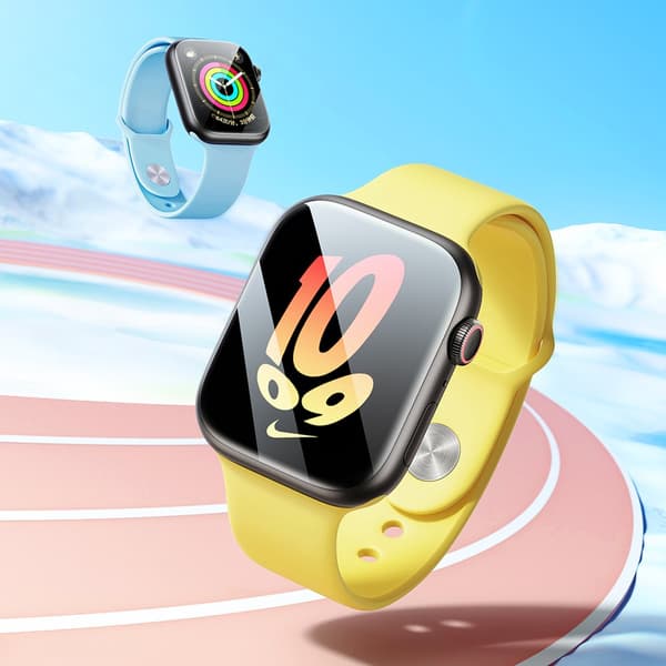2x NanoCrystal skyddsfolie för Apple Watch 7/8/9 45mm + monteringssats, transparent