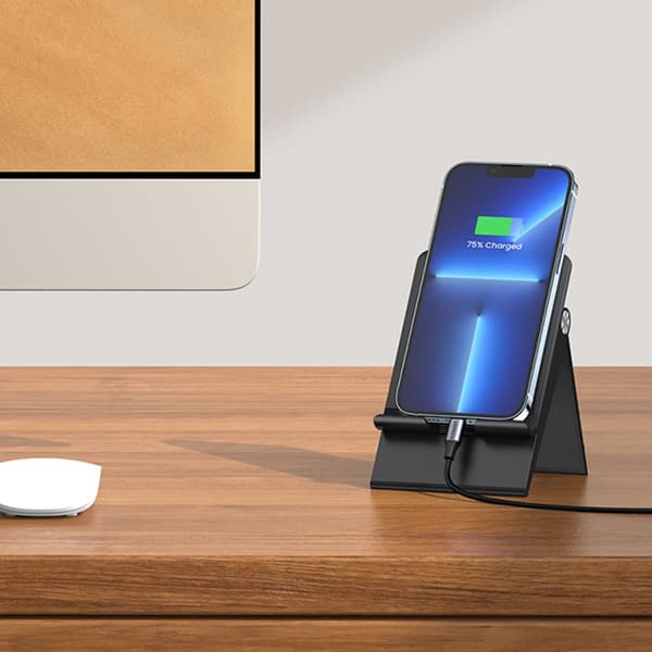 Foldbart, højdejusterbart tablettelefonstativ, sort