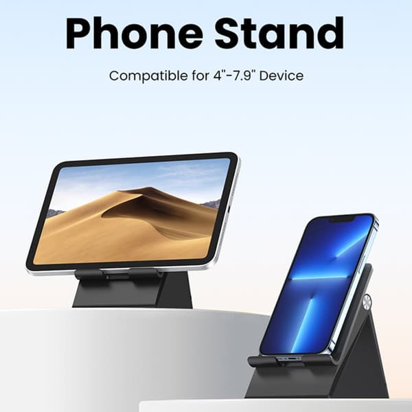 Foldbart, højdejusterbart tablettelefonstativ, sort