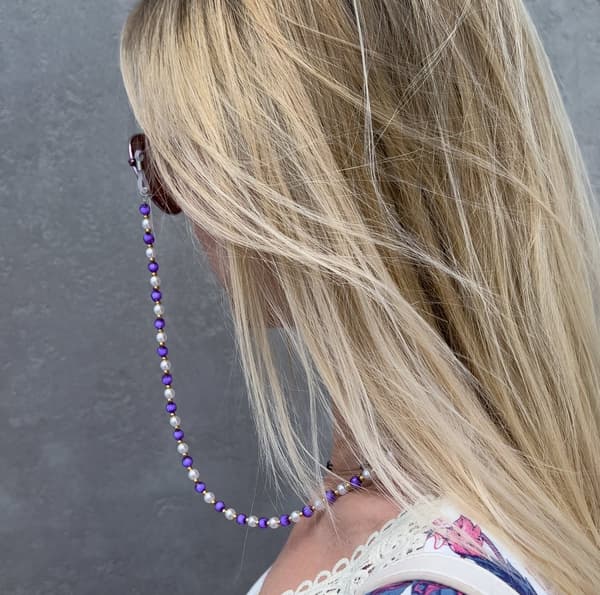 Kædevedhæng til glas med orange perler