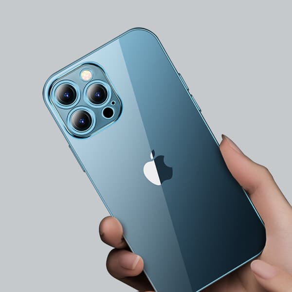 Suojakuori iPhone 13 Prolle, kotelo hopeanvärisellä metallikehyksellä