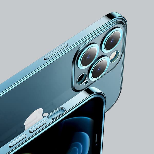 Suojakuori iPhone 13 Prolle, kotelo hopeanvärisellä metallikehyksellä