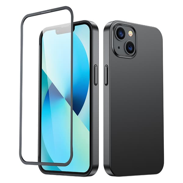 Cover til iPhone 13, bag- og fronthus + hærdet glas, sort