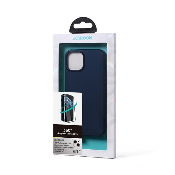 Cover til iPhone 13, bag- og fronthus + hærdet glas, blå
